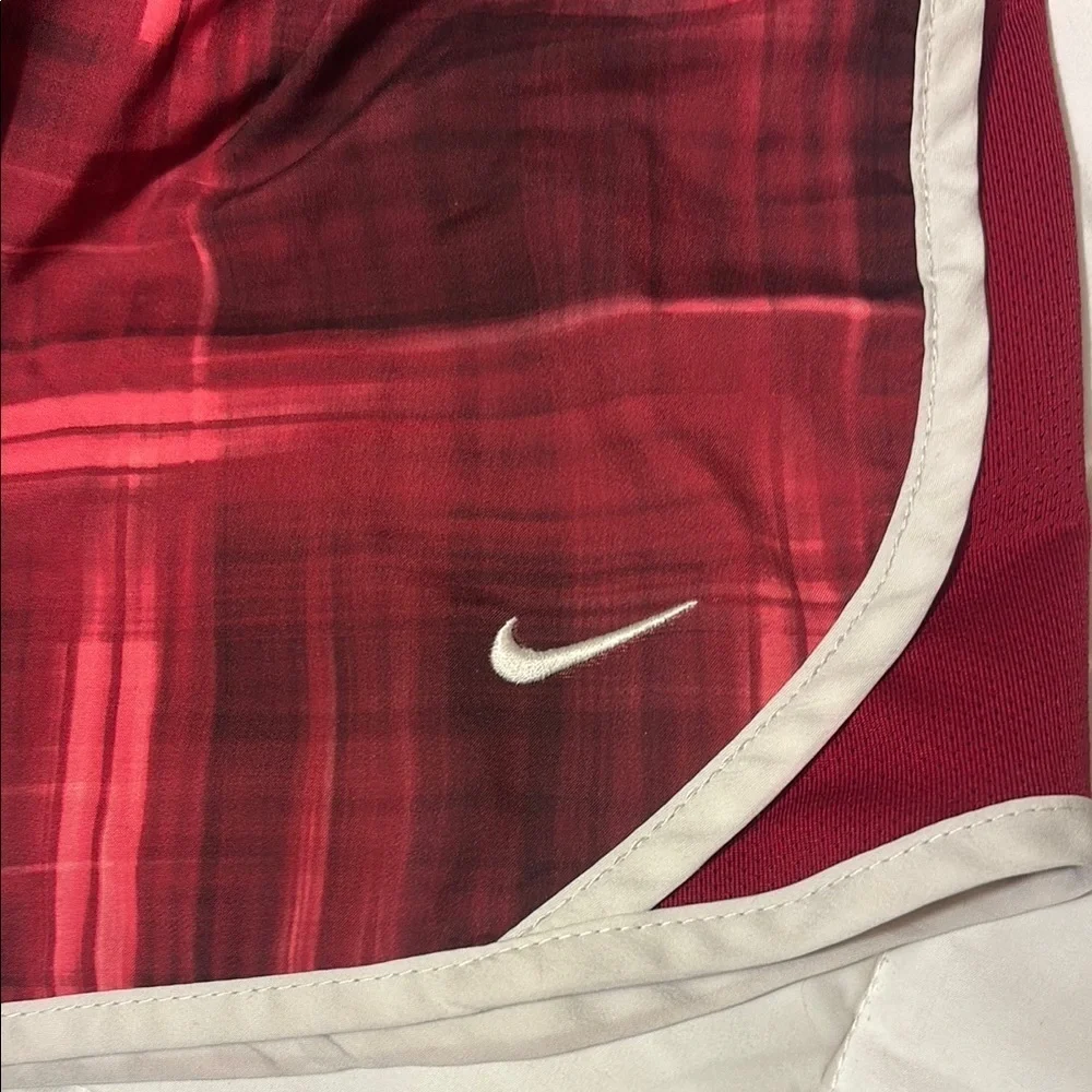 Nike Red Athletic Shorts with Plaid Design